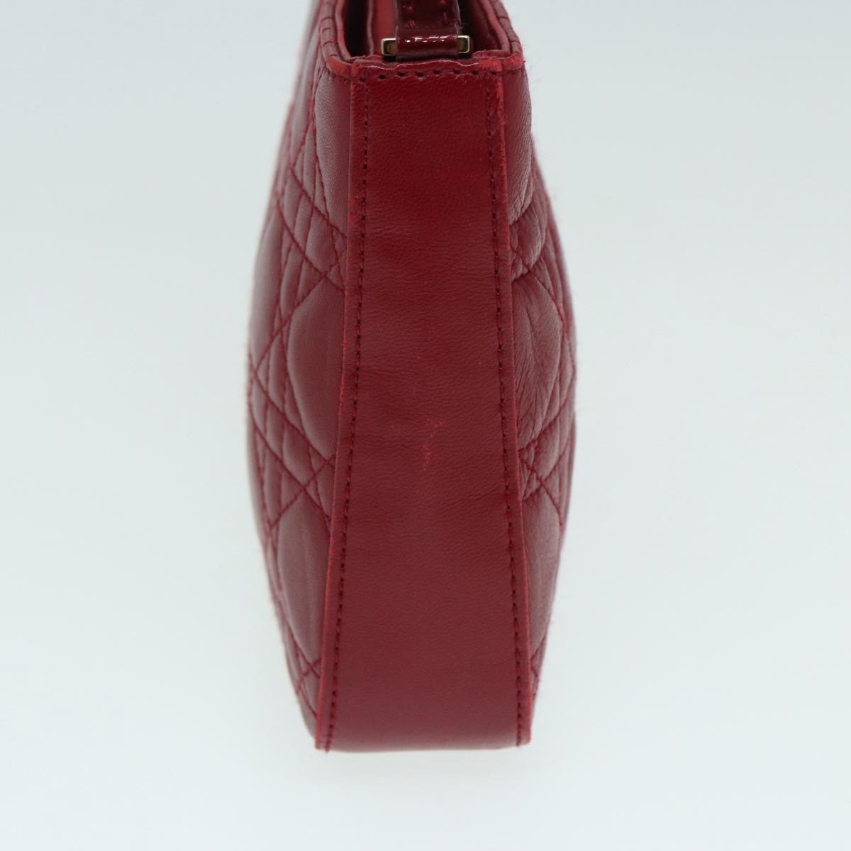 Christian Dior Lady Dior Zip Pochette Cannage Quilt Lambskin, Red, Leather, Clutch
