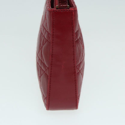 Christian Dior Lady Dior Zip Pochette Cannage Quilt Lambskin, Red, Leather, Clutch