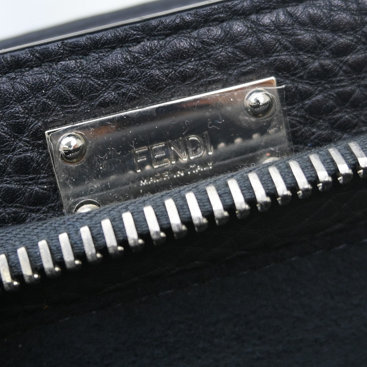 Fendi Monster Selleria Peekaboo Leather, Gray, Leather, Shoulder Bag