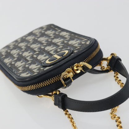 Christian Dior 30 Montaigne Phone Holder on Chain Oblique Canvas, Navy, Canvas, Clutch