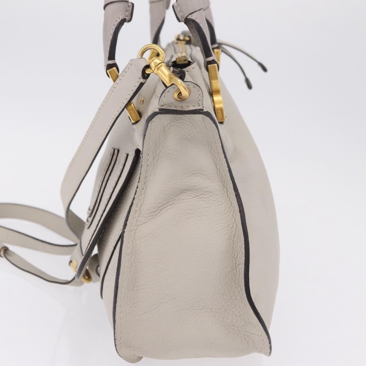 Chloe Marcie Satchel Leather, Gray, Leather, Handbag