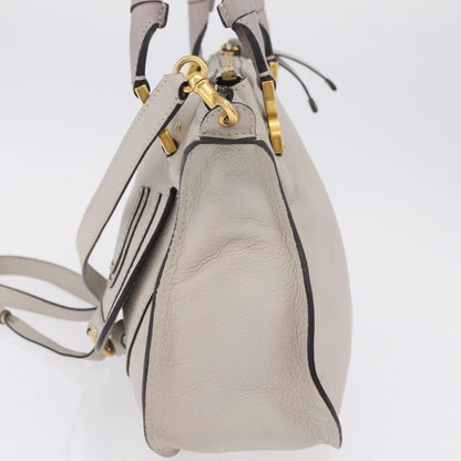 Chloe Marcie Satchel Leather, Gray, Leather, Handbag