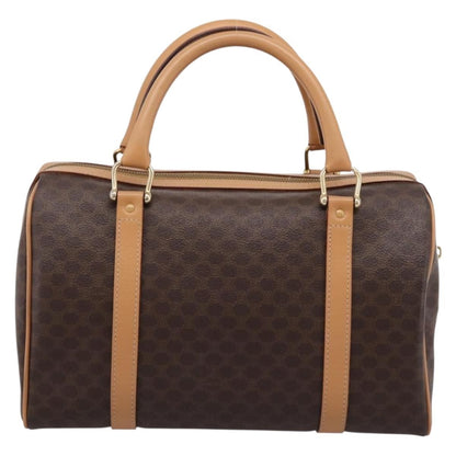 Celine Boston Triomphe XL Coated Canvas, Brown, PVC, Handbag