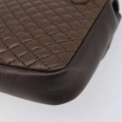 Bally Vintage Chain Quilted Leather, Brown, Leather, Shoulder Bag