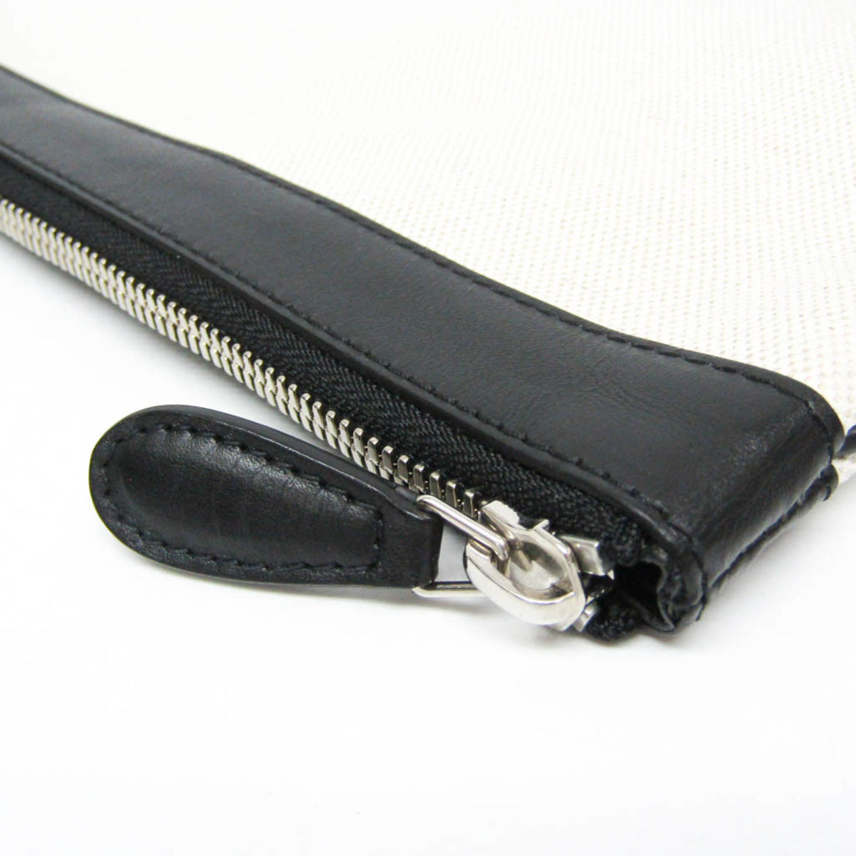 Balenciaga Navy Zip Canvas and Leather, Ecru, Canvas, Clutch