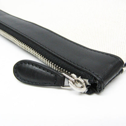 Balenciaga Navy Zip Canvas and Leather, Ecru, Canvas, Clutch