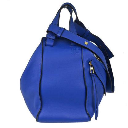 Loewe Hammock Leather, Blue, Leather, Handbag
