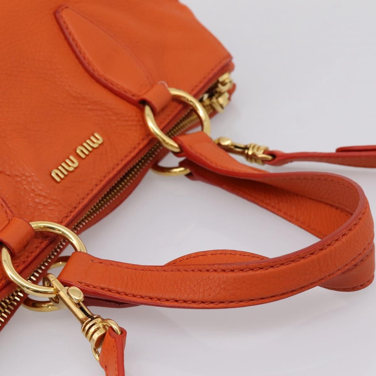 Miu Miu Caribou Convertible Tote Leather, Orange, Leather, Handbag
