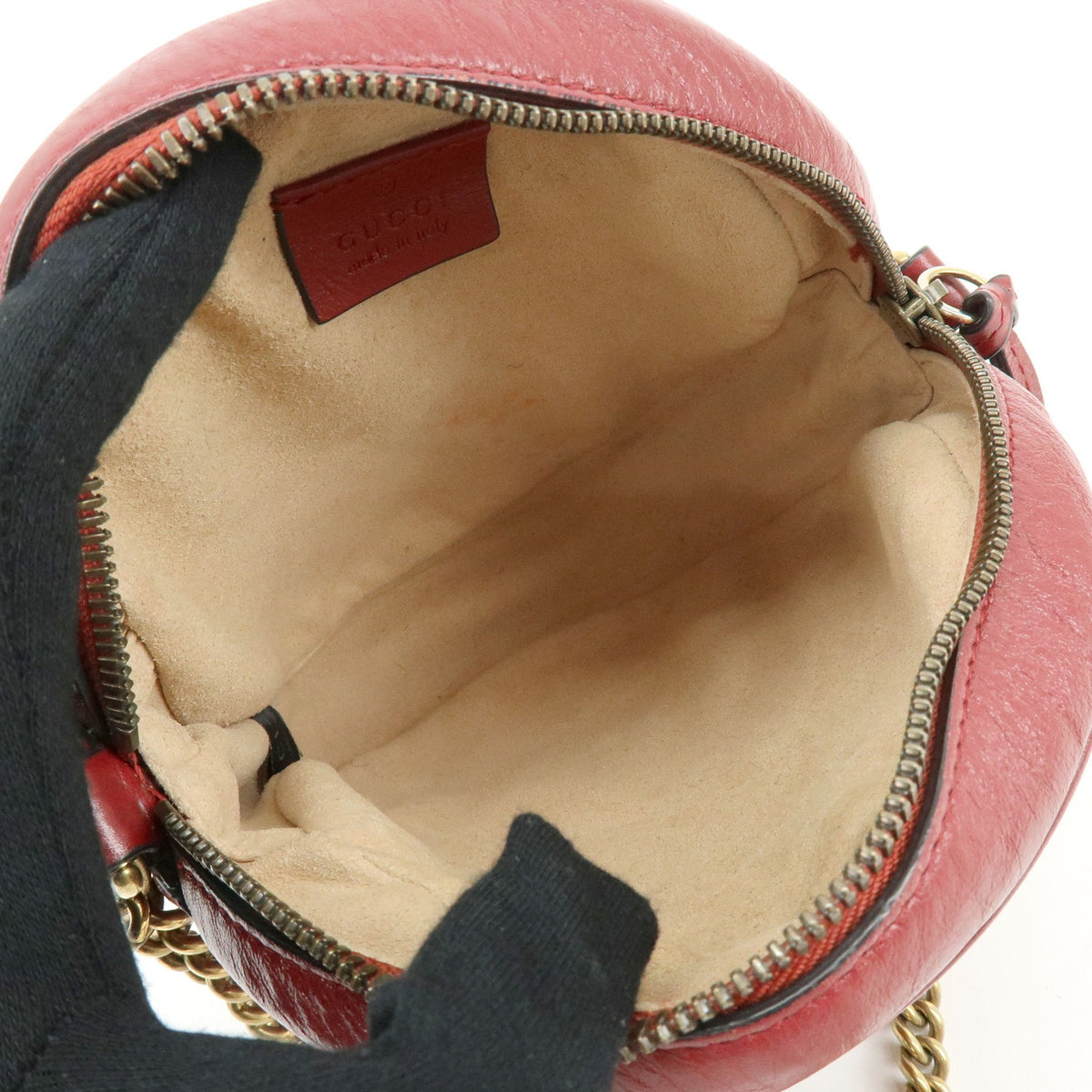 Gucci GG Marmont Round Matelasse Leather, Red, Leather, Shoulder Bag