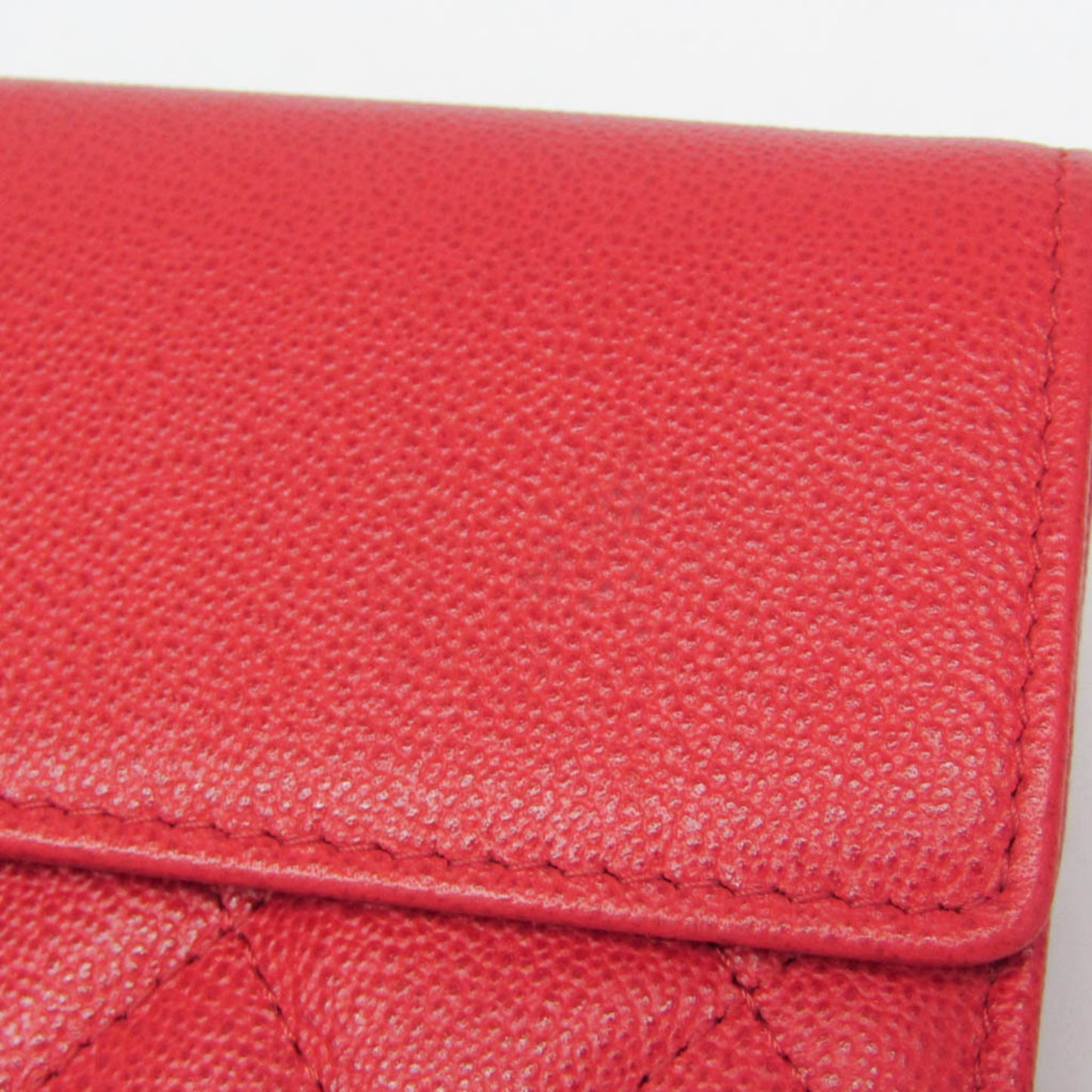 Chanel CC Box Gusset Flap Quilted Calfskin, Red, Leather, Wallet