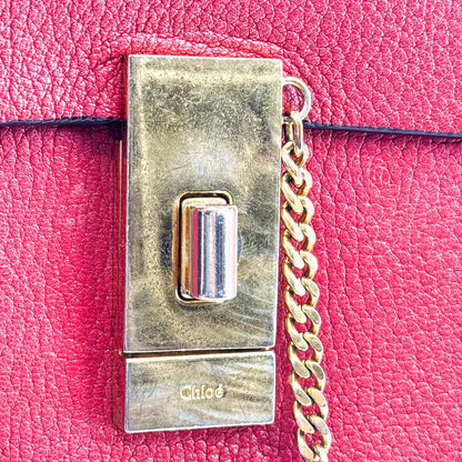Chloe Drew Leather, Red, Leather, Crossbody Bag