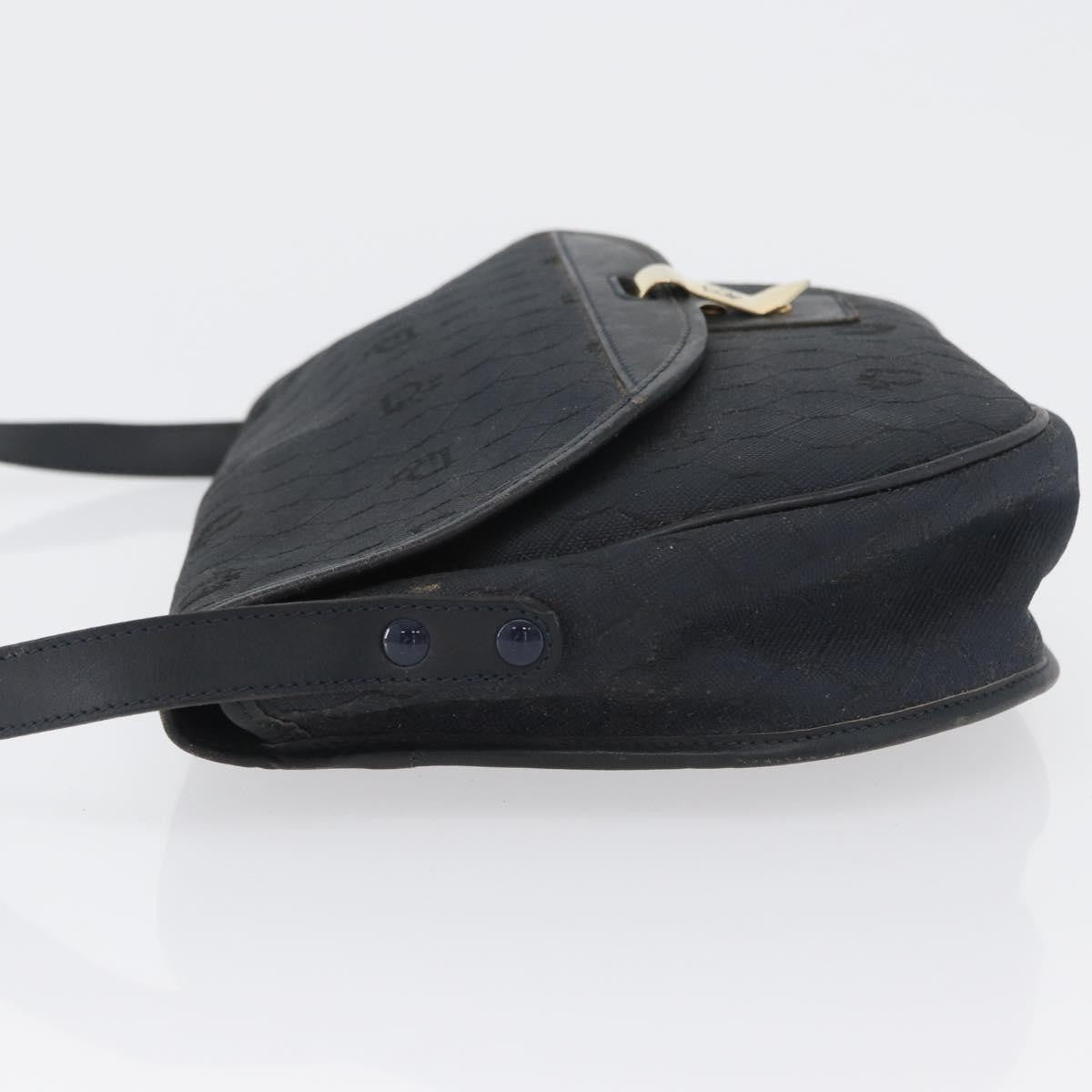 Christian Dior Vintage Honeycomb Flap Canvas and Leather, Black, Canvas, Shoulder Bag