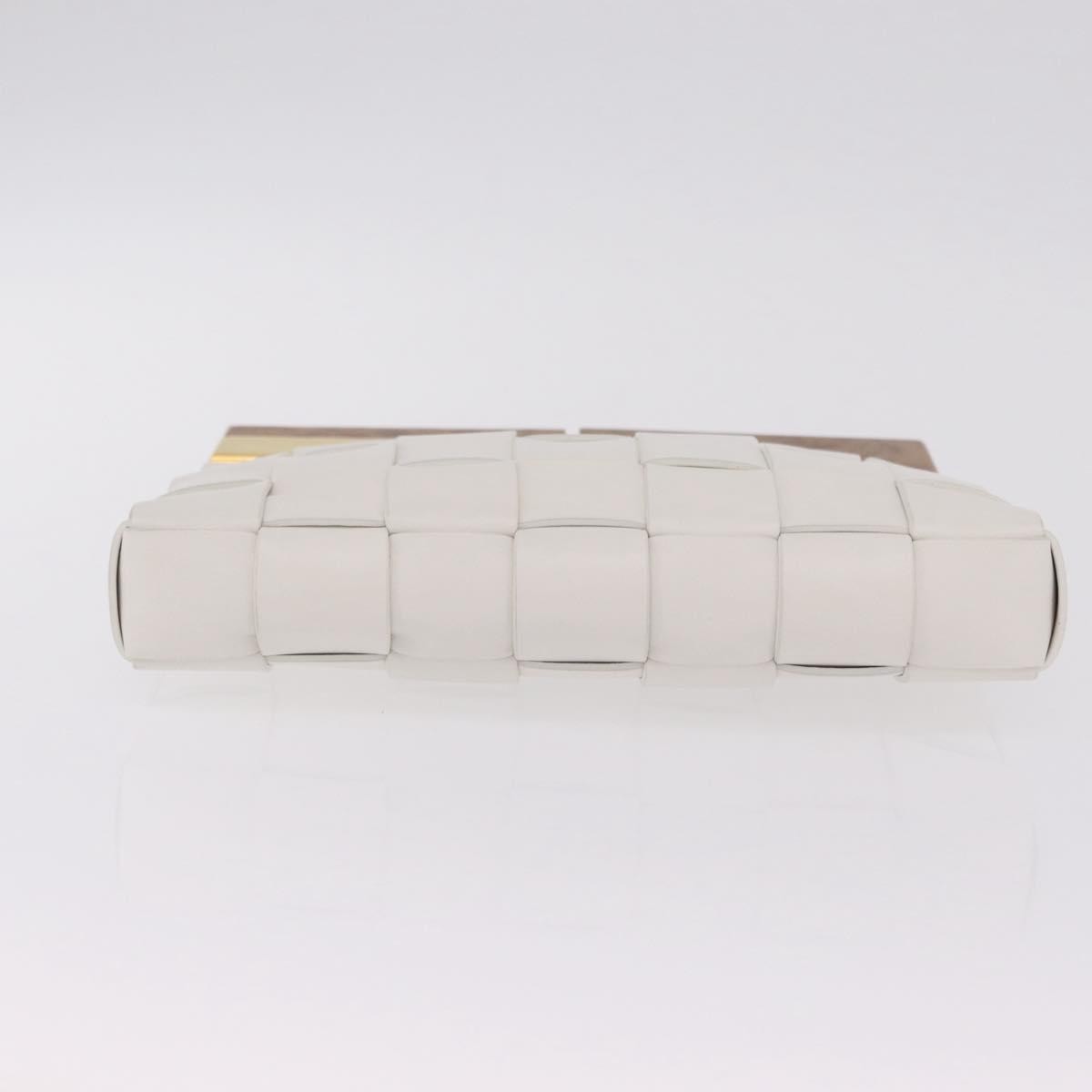 Bottega Veneta The Snap Clutch Maxi Intrecciato Leather with Wood and Metal, White, Leather, Clutch