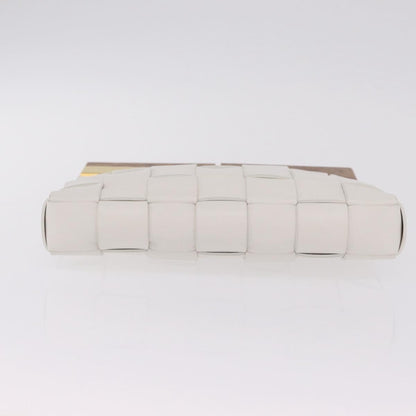 Bottega Veneta The Snap Clutch Maxi Intrecciato Leather with Wood and Metal, White, Leather, Clutch