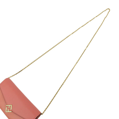 Fendi FF Diamonds Continental Chain Leather, Pink, Leather, Crossbody Bag
