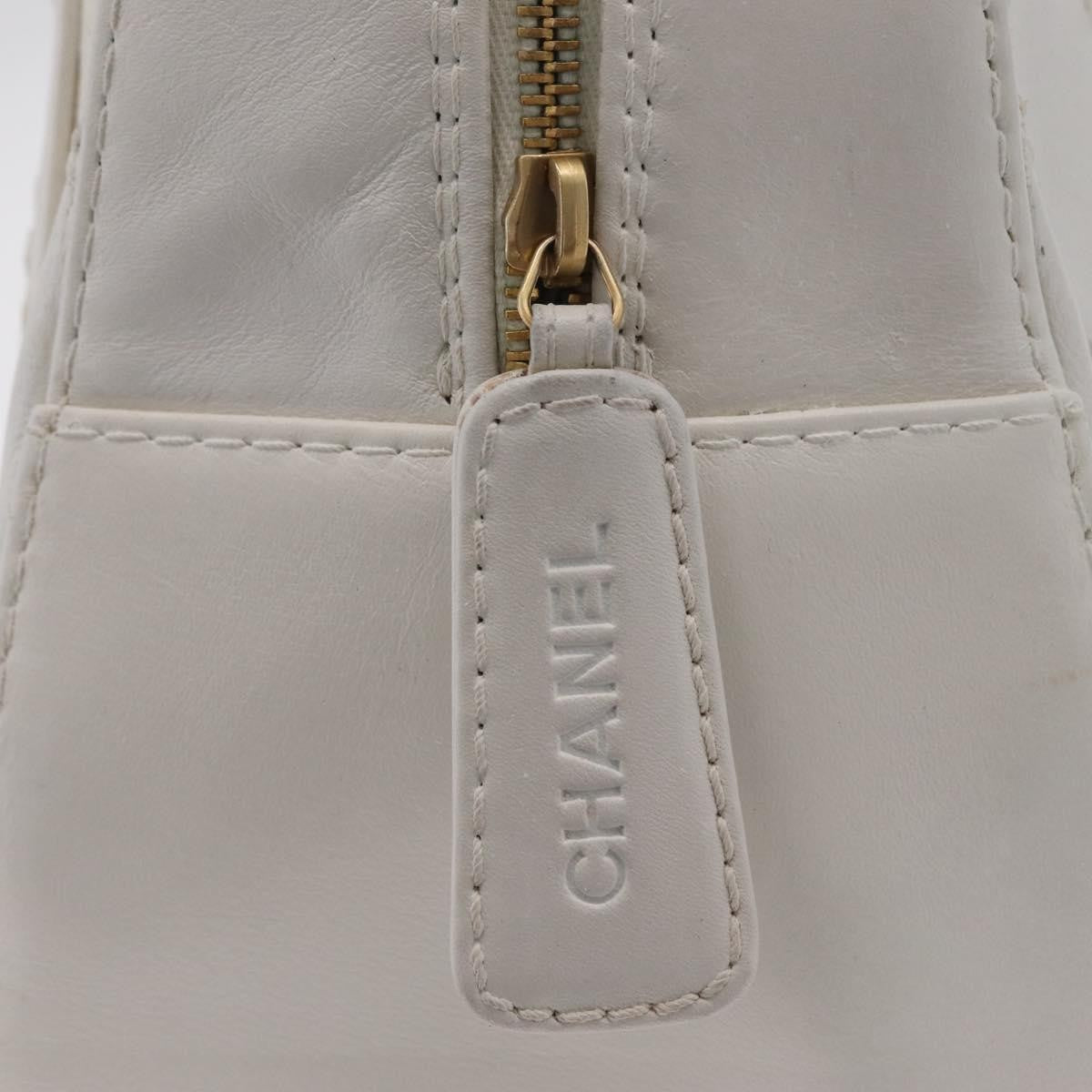 Chanel Vintage CC Zip Around Bowler Quilted Caviar, White, Leather, Handbag