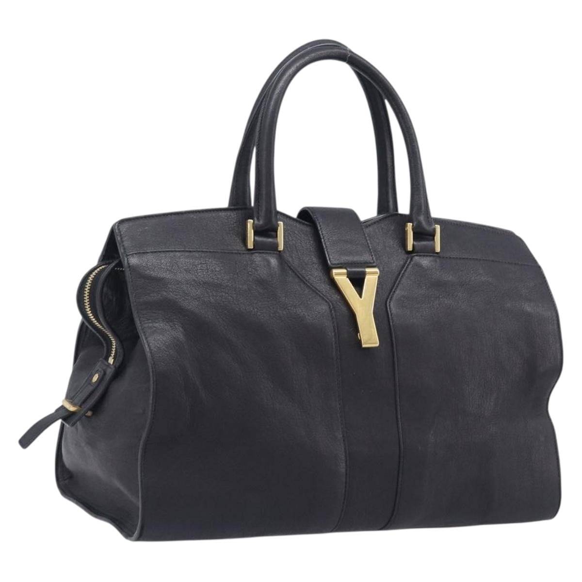 Saint Laurent Classic Y Cabas Leather, Black, Leather, Tote Bag
