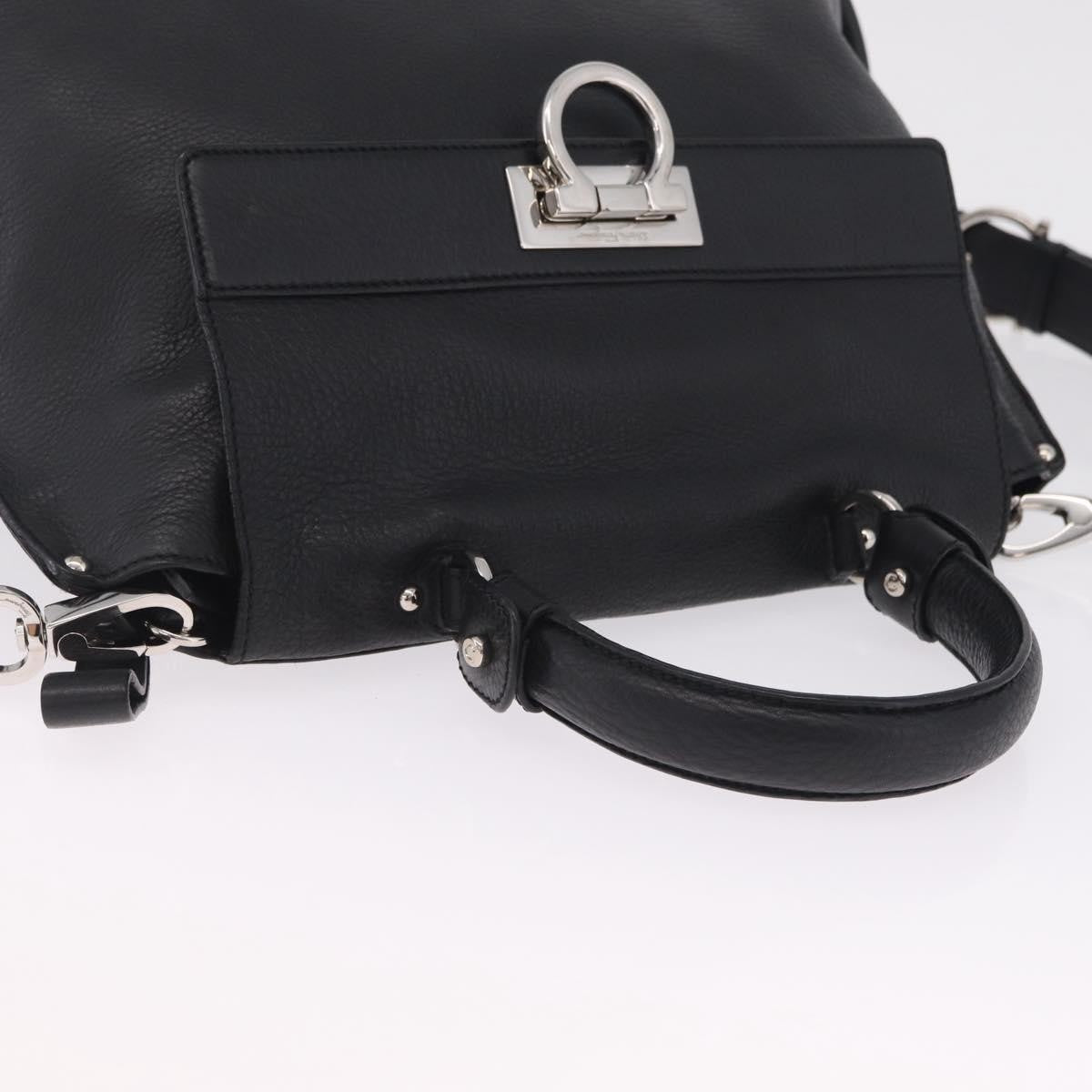 Salvatore Ferragamo Sofia Satchel Grainy Leather, Black, Leather, Handbag
