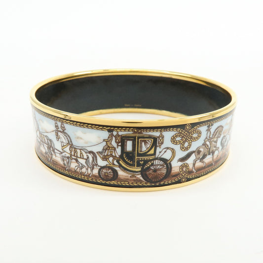 Hermes Caleche Bangle Enamel, Gold, Gold Plated, Bracelet