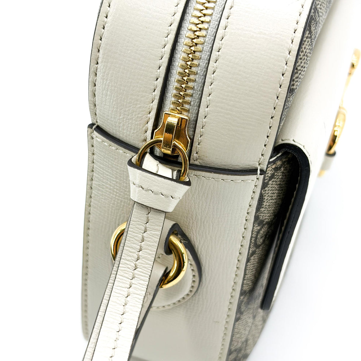 Gucci Horsebit 1955 Flap Pocket Camera GG Coated Canvas and Leather, Beige, Canvas, Shoulder Bag