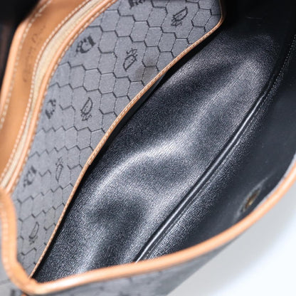 Christian Dior Vintage Honeycomb Flap Canvas and Leather, Black, Canvas, Shoulder Bag