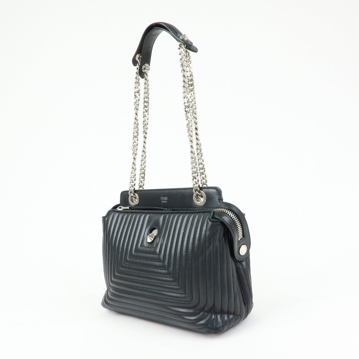 Fendi DotCom Click Quilted Leather, Black, Leather, Shoulder Bag