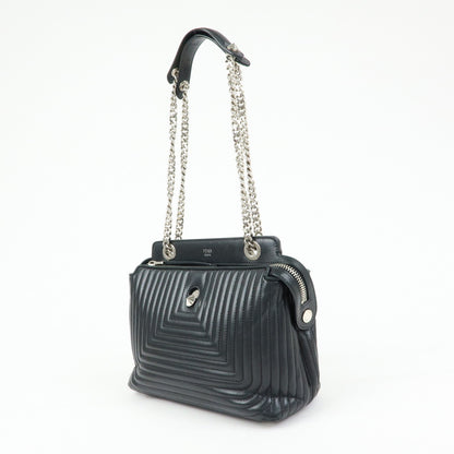 Fendi DotCom Click Quilted Leather, Black, Leather, Shoulder Bag