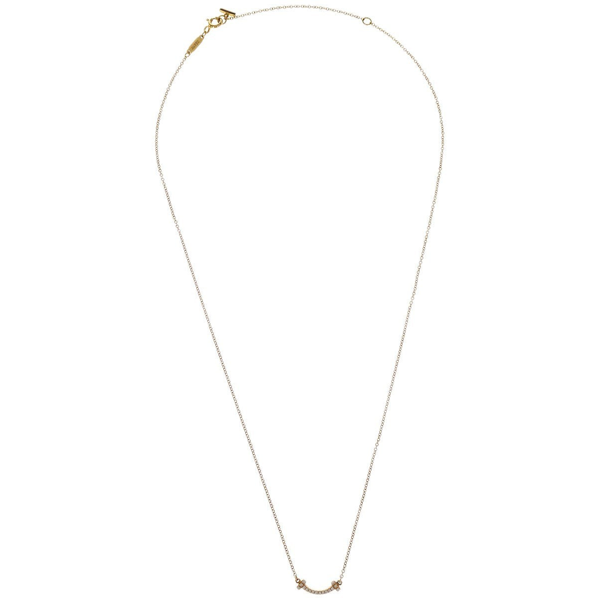 Tiffany & Co. T Smile Pendant 18K Yellow Gold with Diamonds, Gold, Yellow Gold, Necklace