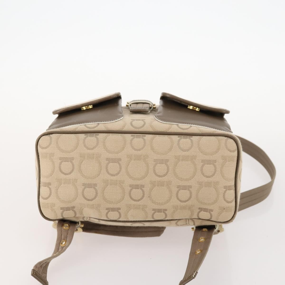 Salvatore Ferragamo Gancini Canvas, Beige, Canvas, Backpack