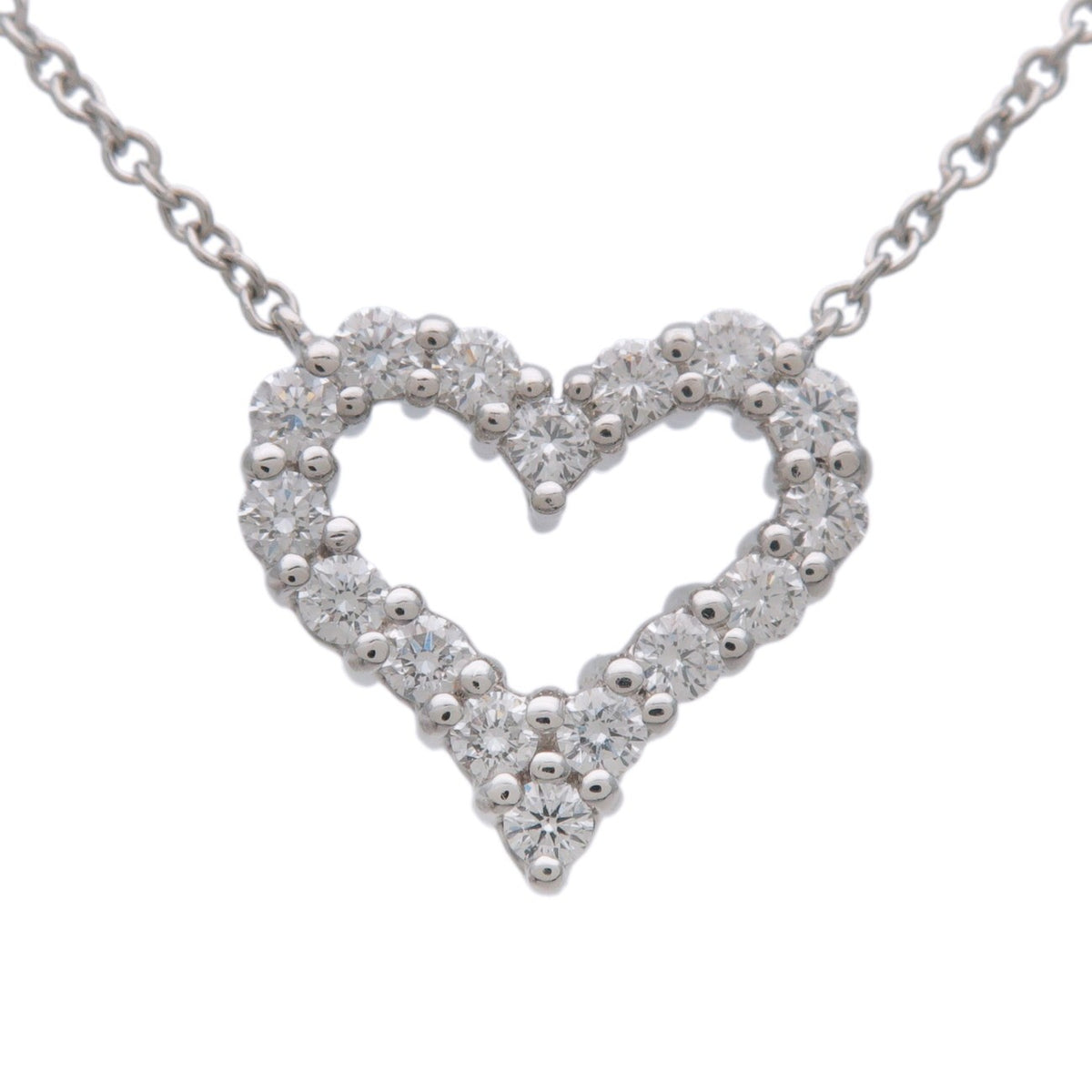 Tiffany & Co. Heart Pendant Platinum with Diamonds, Silver, Platinum, Necklace
