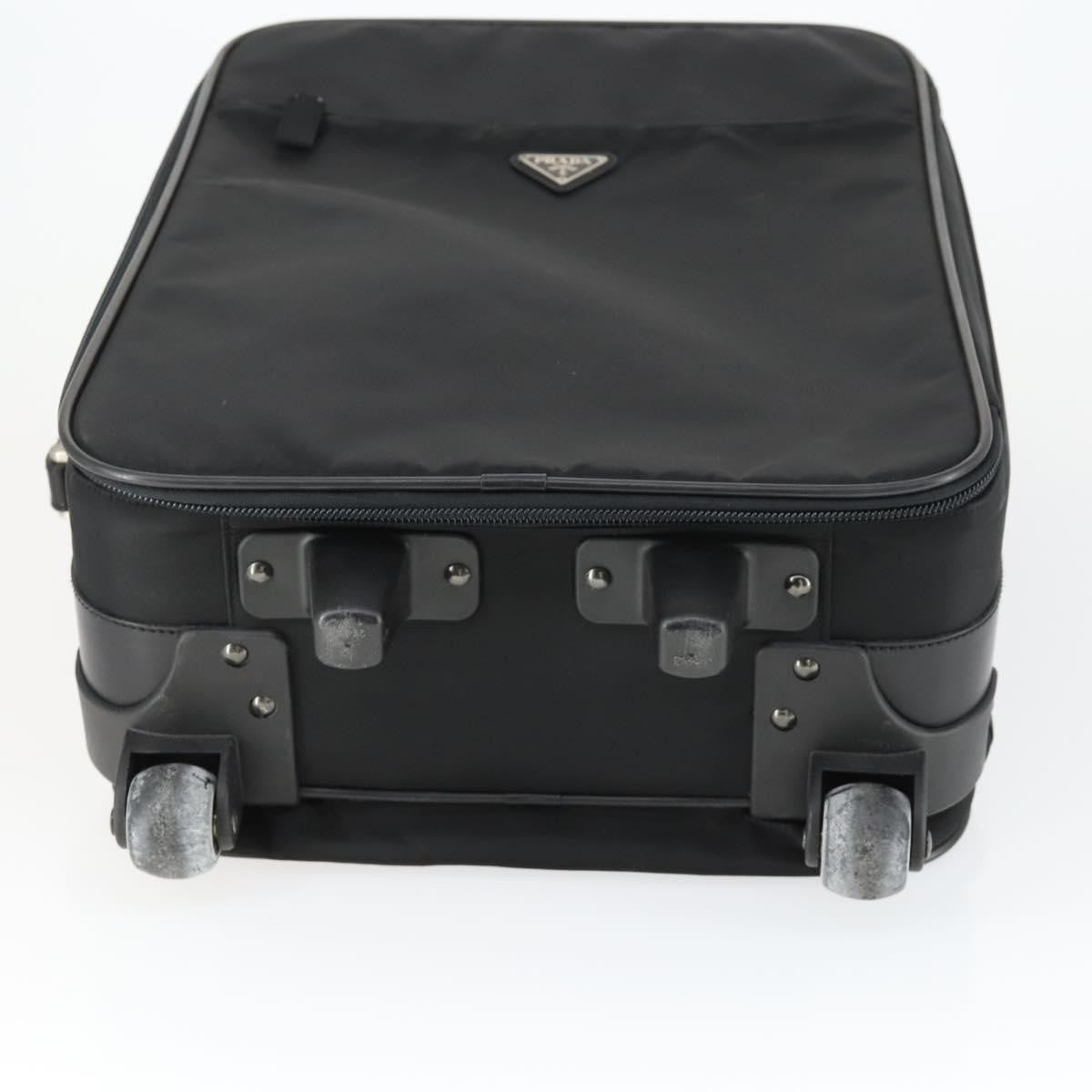 Prada Trolley Rolling Luggage Tessuto and Saffiano Leather, Black, Nylon, Travel Bag