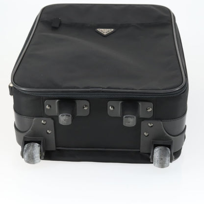 Prada Trolley Rolling Luggage Tessuto and Saffiano Leather, Black, Nylon, Travel Bag