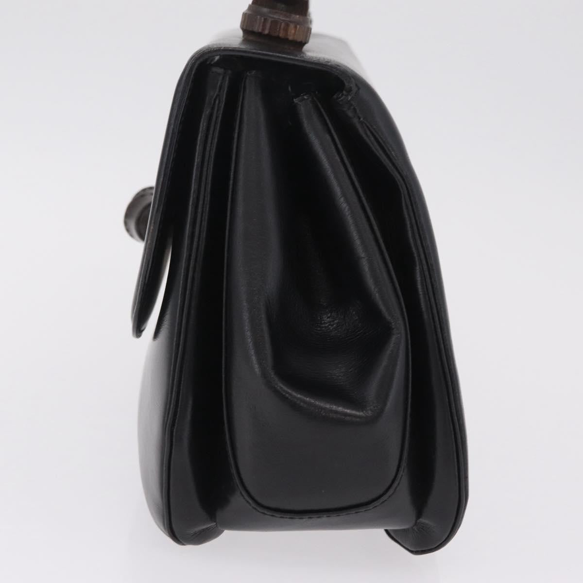 Gucci Vintage Bamboo Top Handle Leather, Black, Leather, Handbag