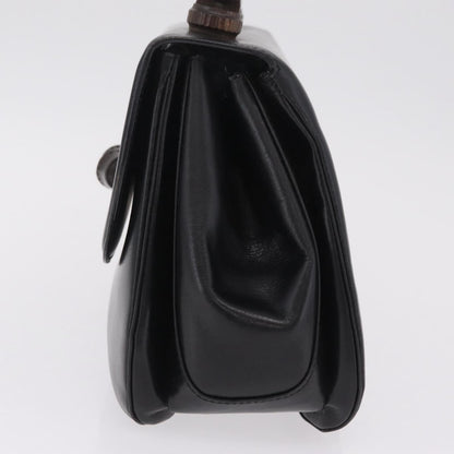 Gucci Vintage Bamboo Top Handle Leather, Black, Leather, Handbag