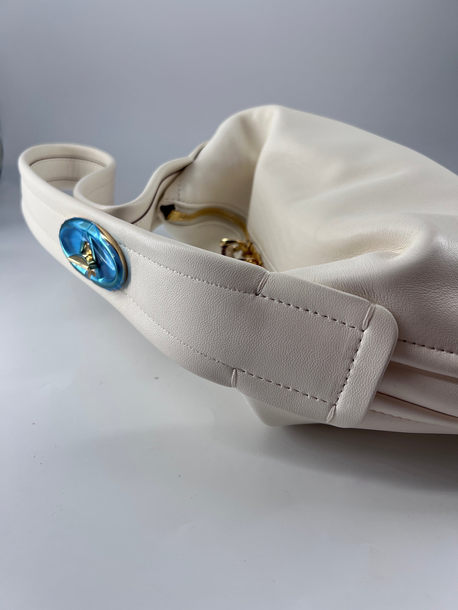 Valentino Garavani Ruffle Shoulder Bag Leather, White, Leather, Shoulder Bag