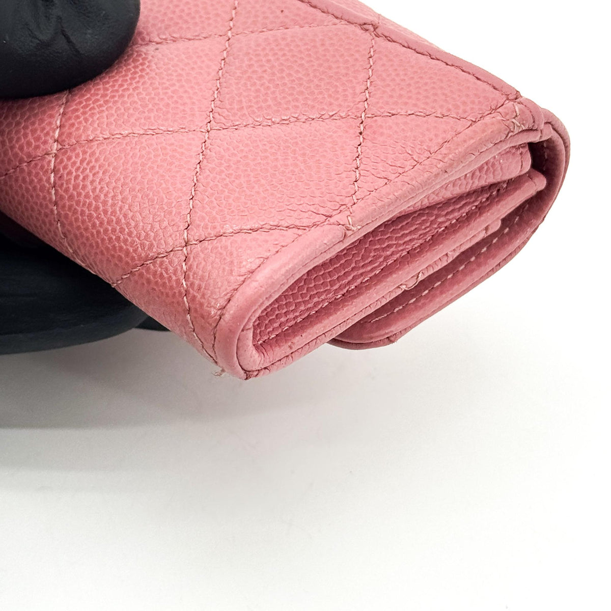 Chanel Classic Flap Card Case Quilted Caviar, Pink, Leather, Card Holder
