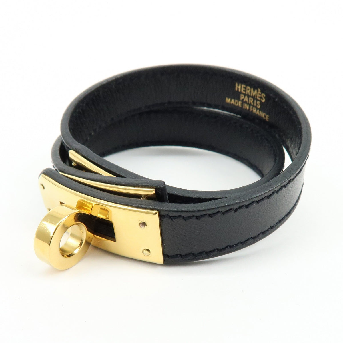 Hermes Kelly Double Tour Leather, Black, Leather, Bracelet
