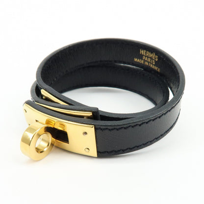 Hermes Kelly Double Tour Leather, Black, Leather, Bracelet