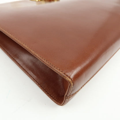 Salvatore Ferragamo Vintage Gancini Chain Leather, Brown, Leather, Shoulder Bag