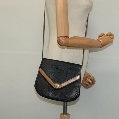 Christian Dior Vintage CD Flap Leather, Black, Leather, Shoulder Bag