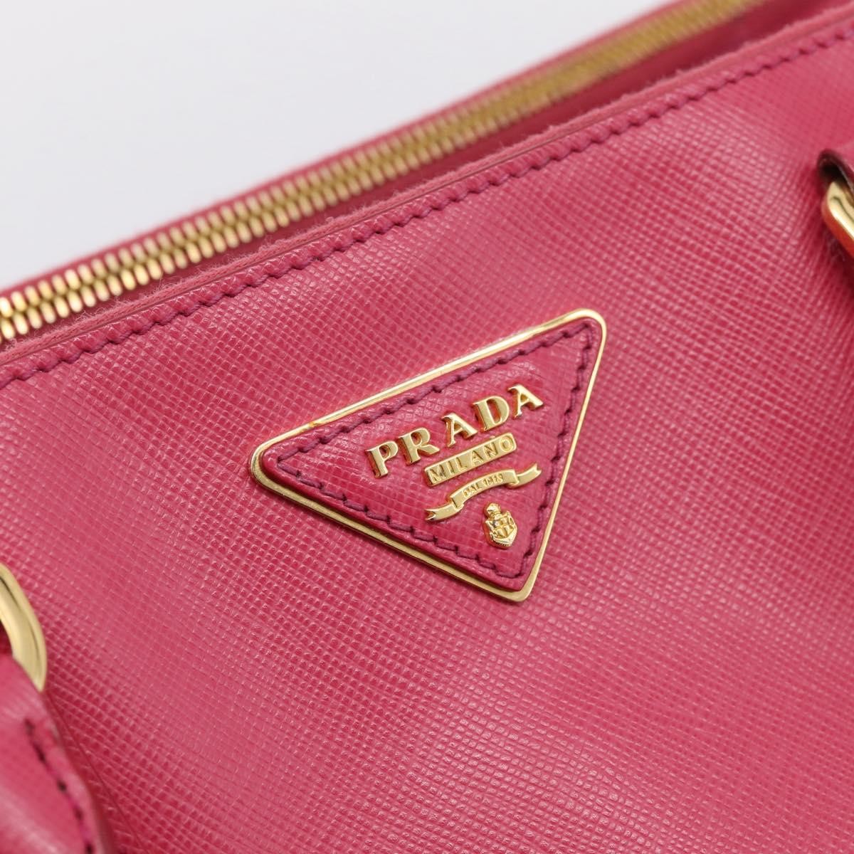 Prada Galleria Double Zip Saffiano Leather, Pink, Leather, Tote Bag