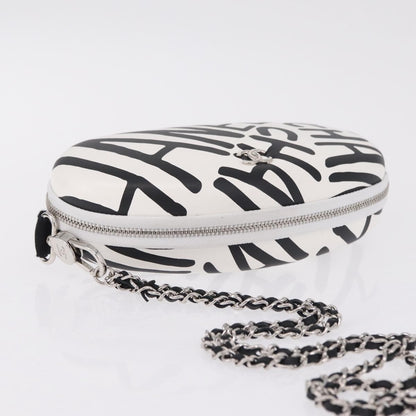 Chanel Coco Neige Zip Around Sunglasses Case with Chain Printed Leather, White, Leather, Sunglasses
