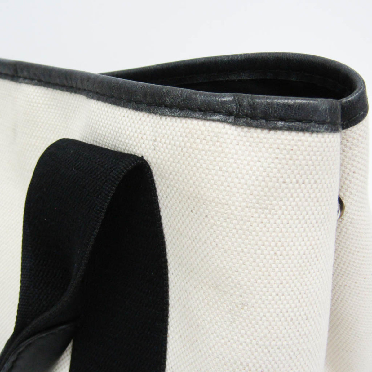 Balenciaga Navy Cabas Canvas with Leather, White, Canvas, Tote Bag