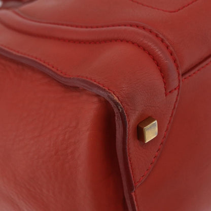 Celine Luggage Suede, Red, Leather, Handbag