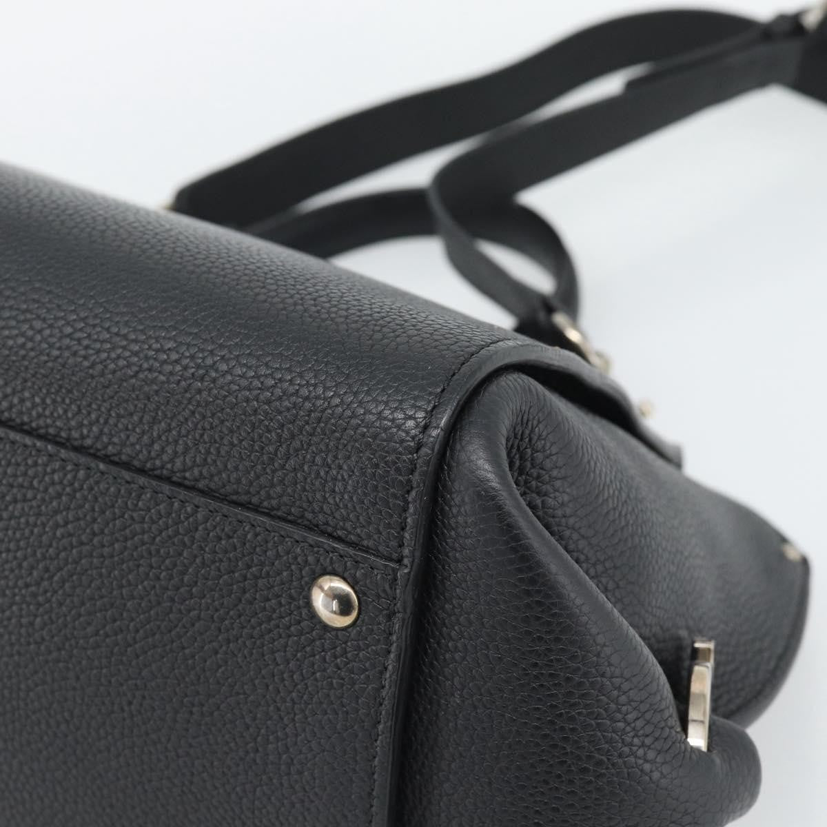 Salvatore Ferragamo Sofia Satchel Grainy Leather, Black, Leather, Handbag