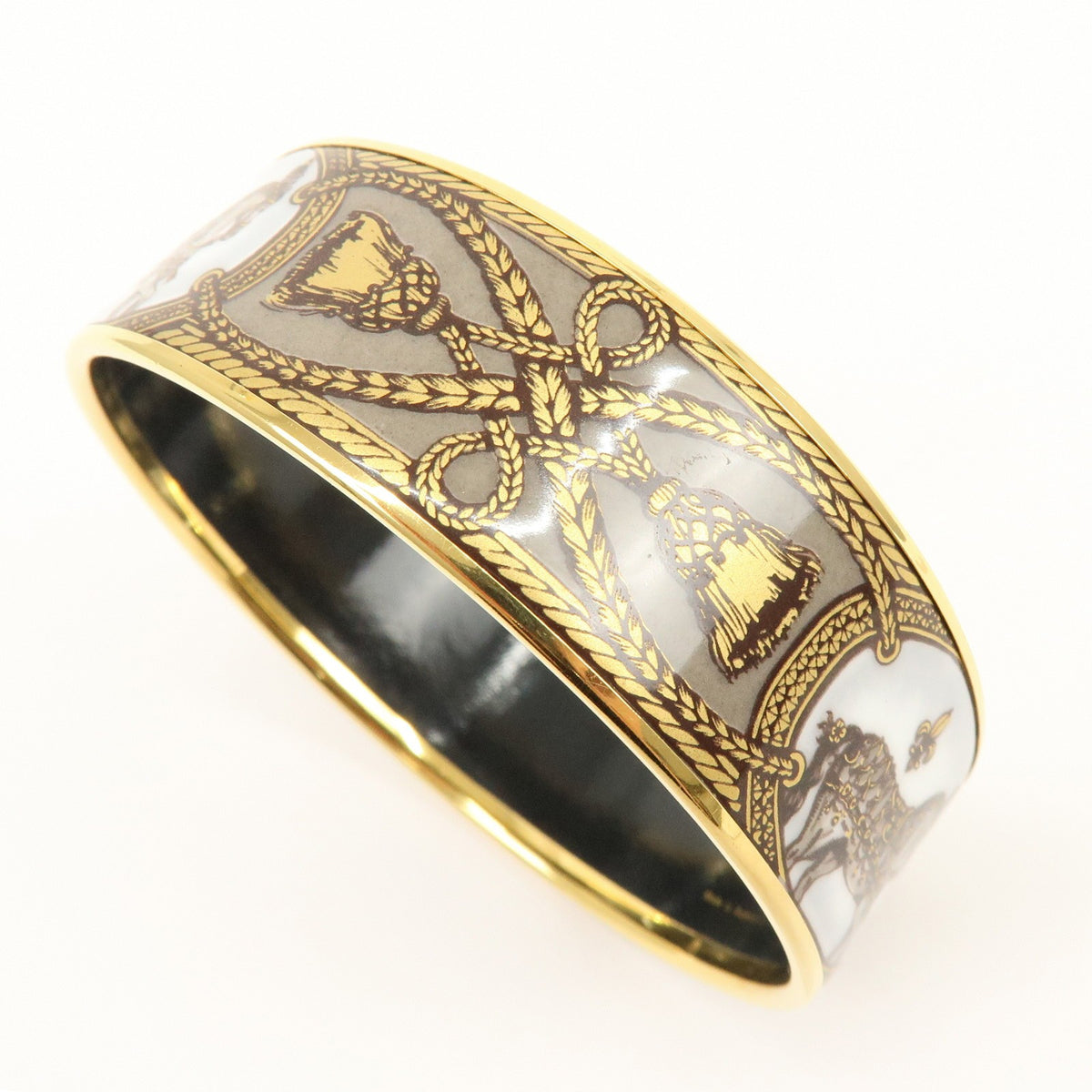 Hermes Bangle Printed Enamel, Multicolour, Gold Plated, Bracelet