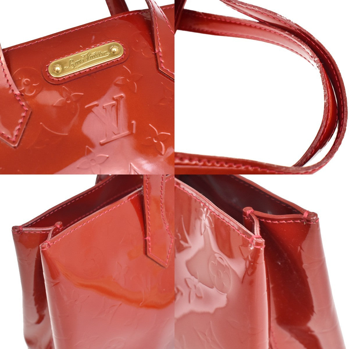Louis Vuitton Wilshire Monogram Vernis, Red, Patent Leather, Handbag