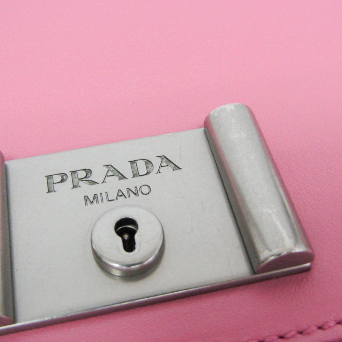 Prada Lux Chain Lock Flap Saffiano Leather, Pink, Leather, Shoulder Bag