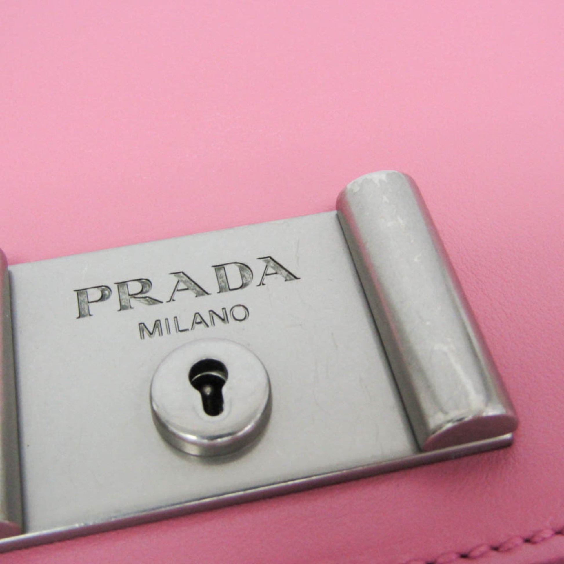 Prada Lux Chain Lock Flap Saffiano Leather, Pink, Leather, Shoulder Bag