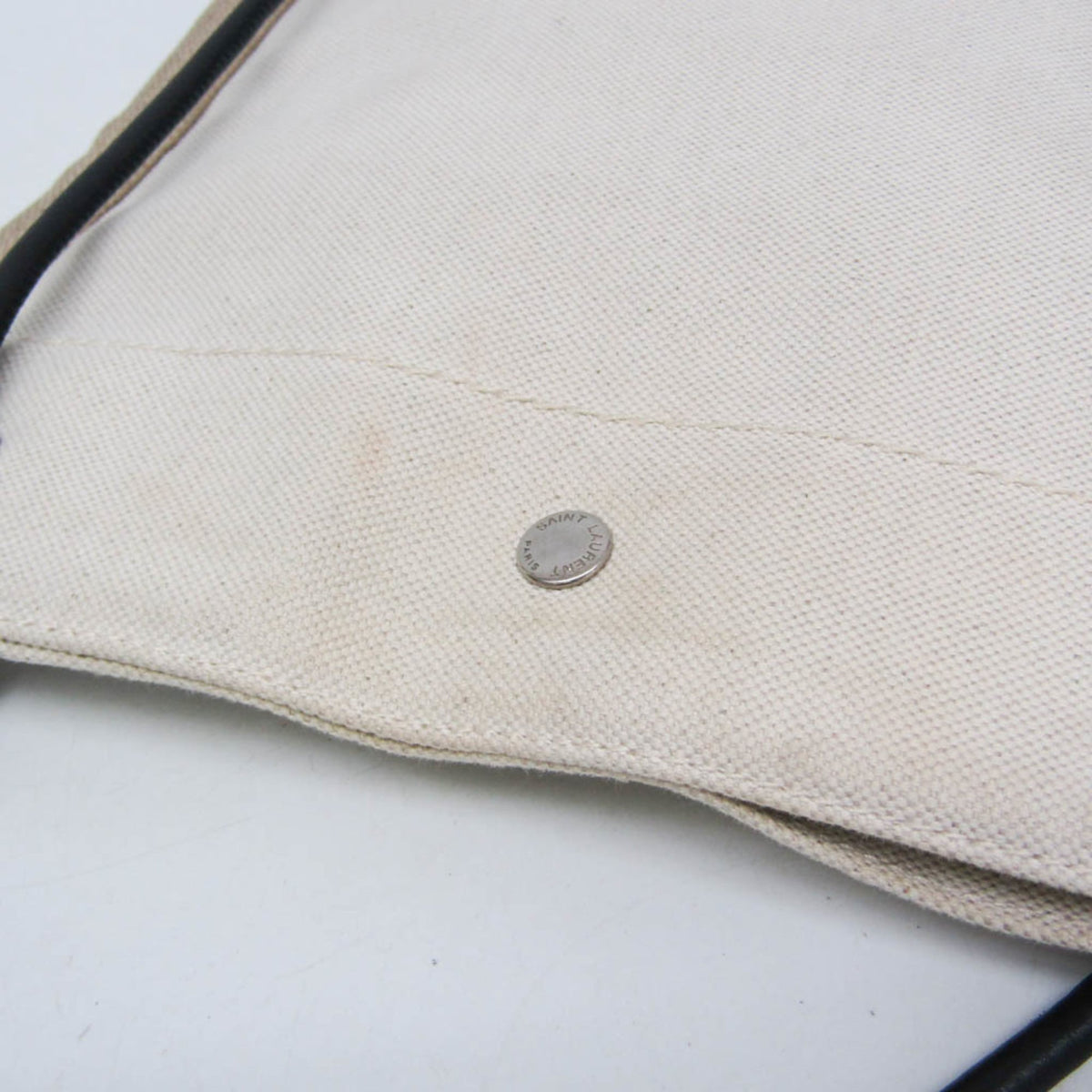 Saint Laurent Universite Flat Canvas, Beige, Canvas, Crossbody Bag